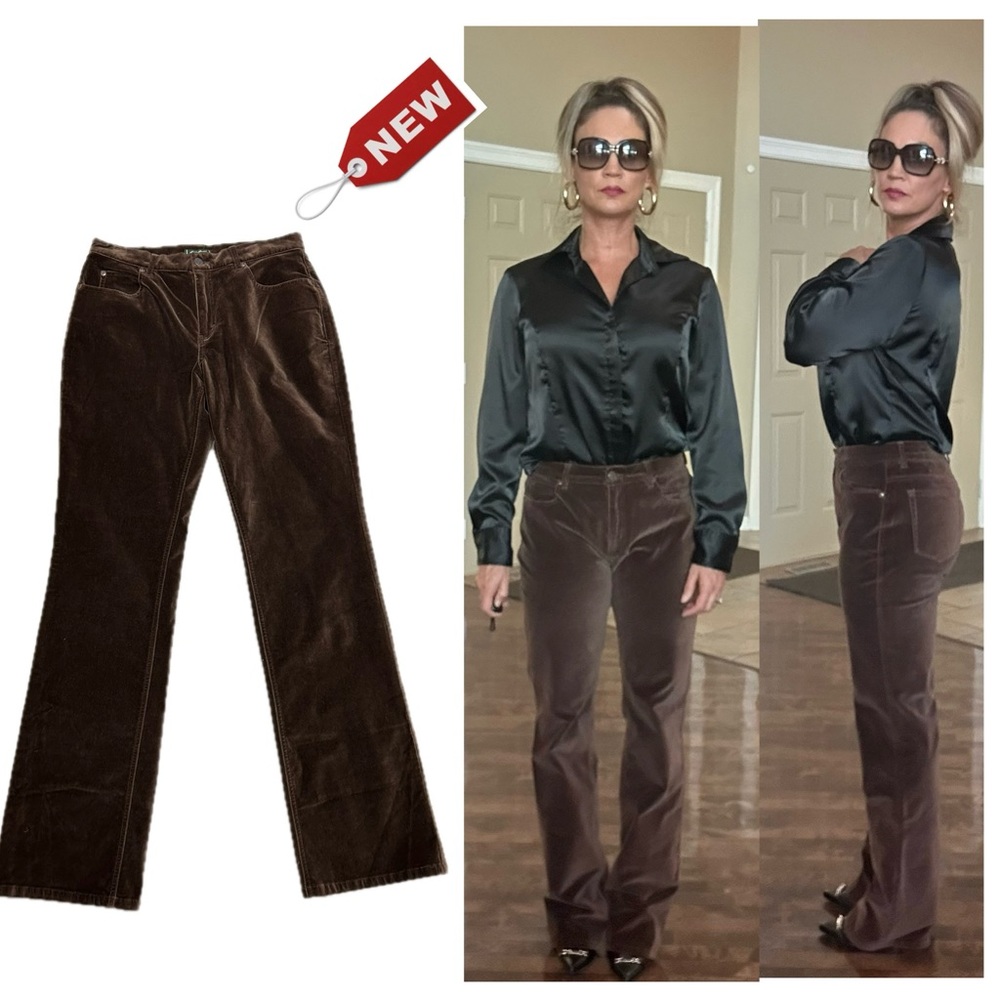 Eddie Bauer women’s chocolate brown velvet pants Sz 8 Tall NWT